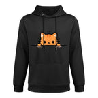 Cute Orange Kitty Cat Peeking Over at You Ginger Cat Lover Durable Construction Hoodie