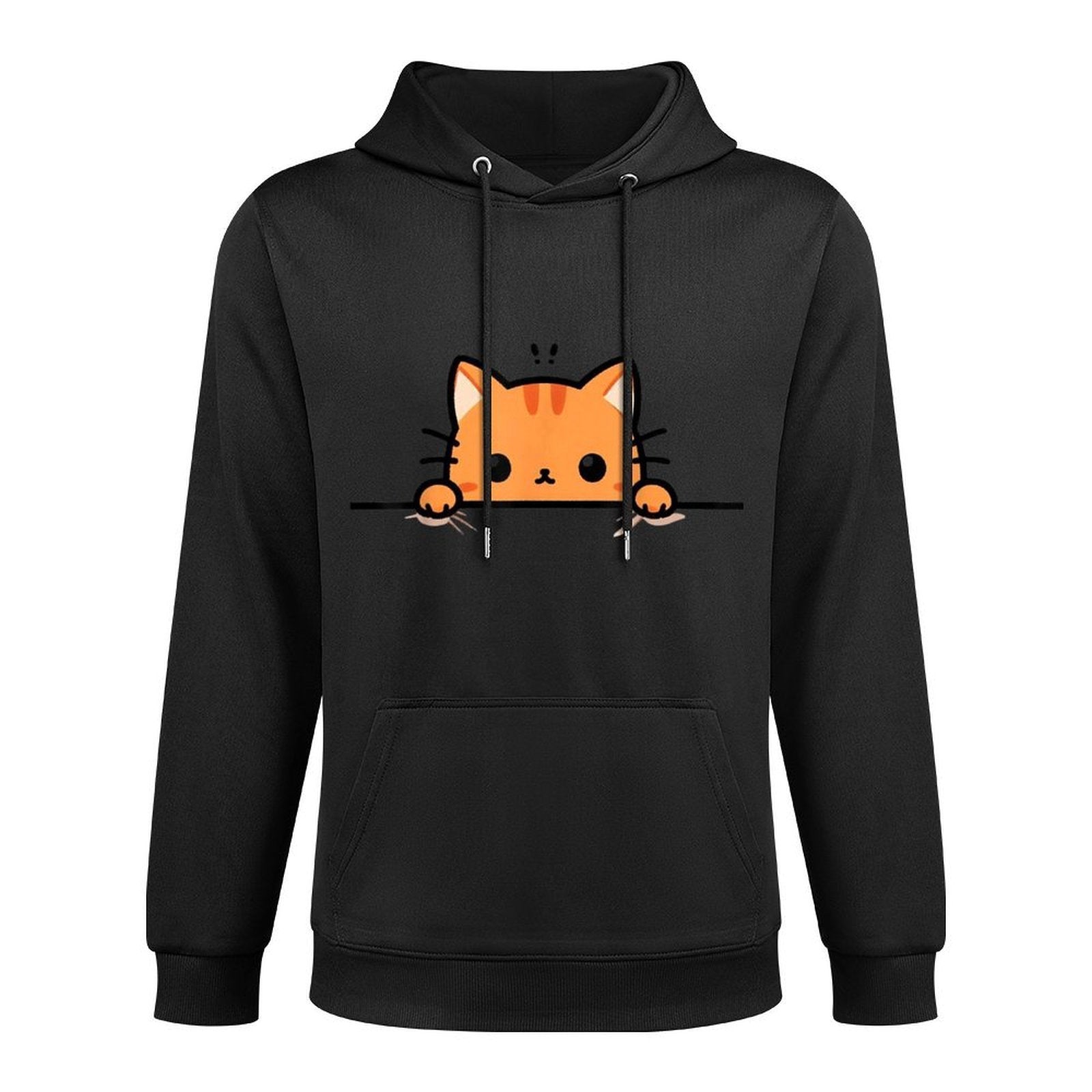 Cute Orange Kitty Cat Peeking Over at You Ginger Cat Lover Durable Construction Hoodie