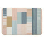 Vertical Color Block with Linier Pattern Lite Pastel Tone  High-Traffic Bath Mat