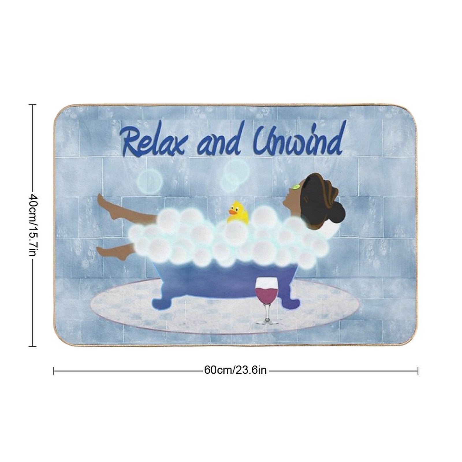Lady In Tub In Blue  Pet-Safe Bath Mat