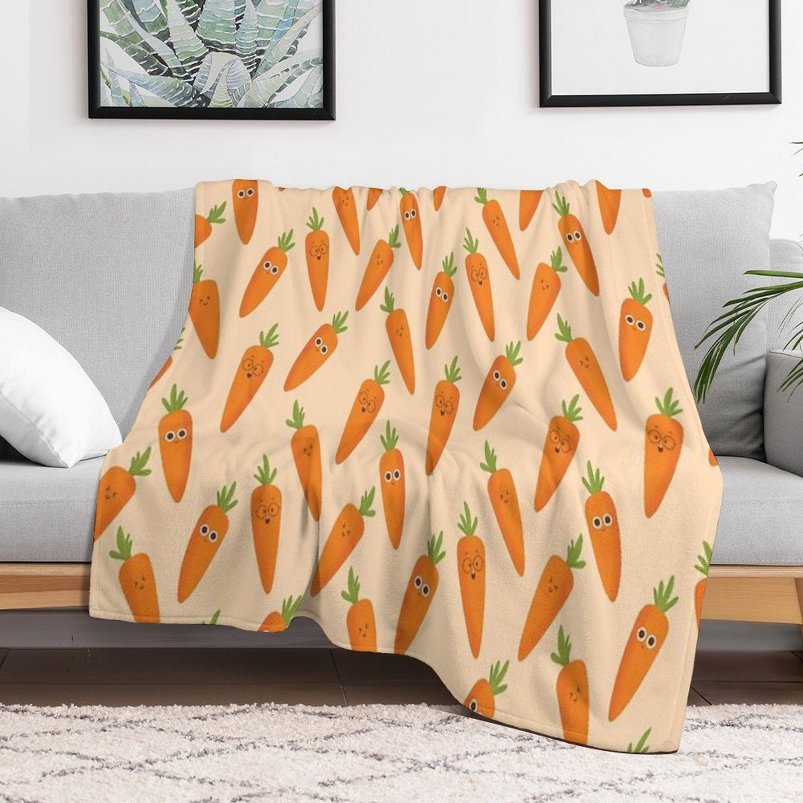 Happy Carrots Travel-friendly Throw Blanket
