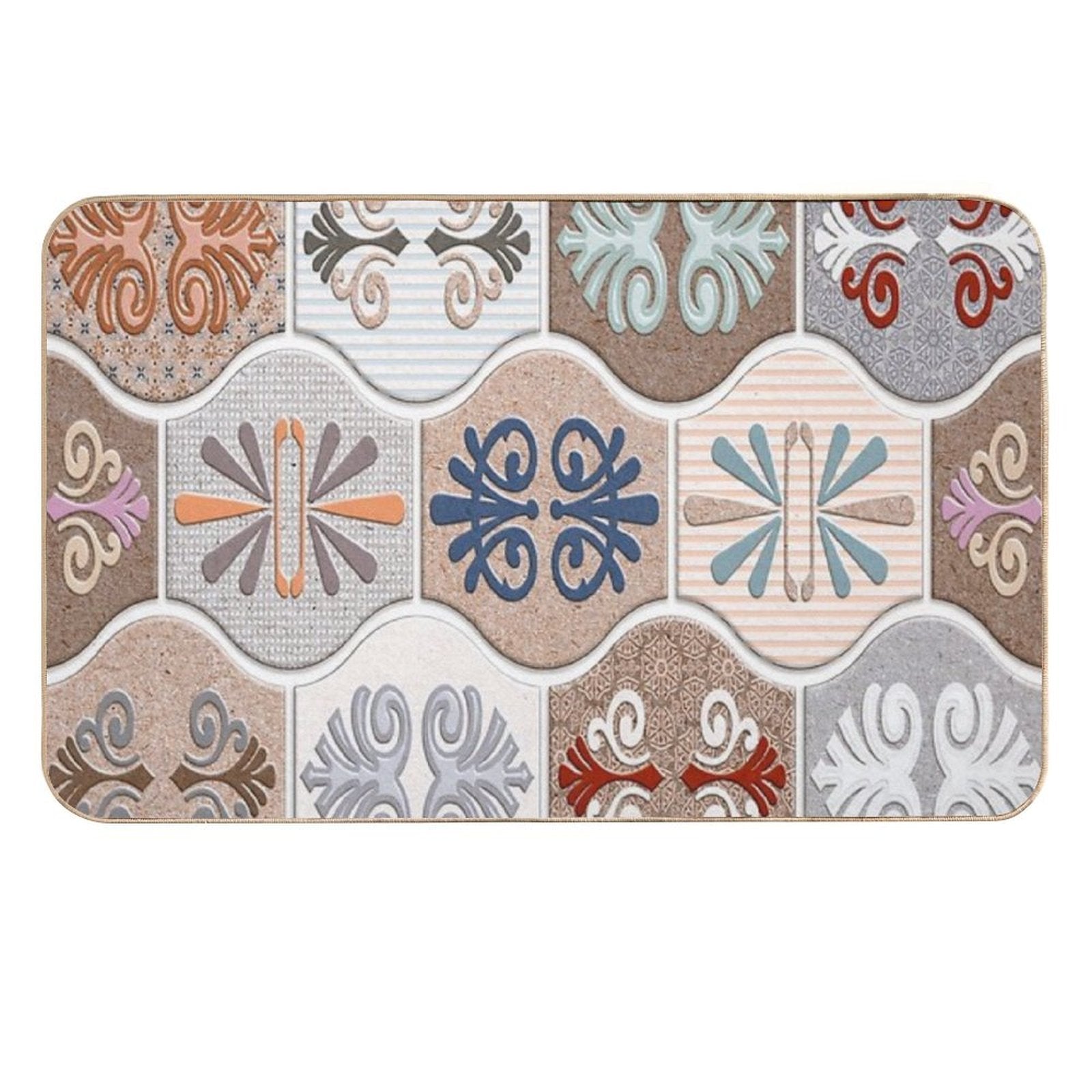 Wall Tils Elevation Design with Great Digital Art Work  Easy To Clean Bath Mat