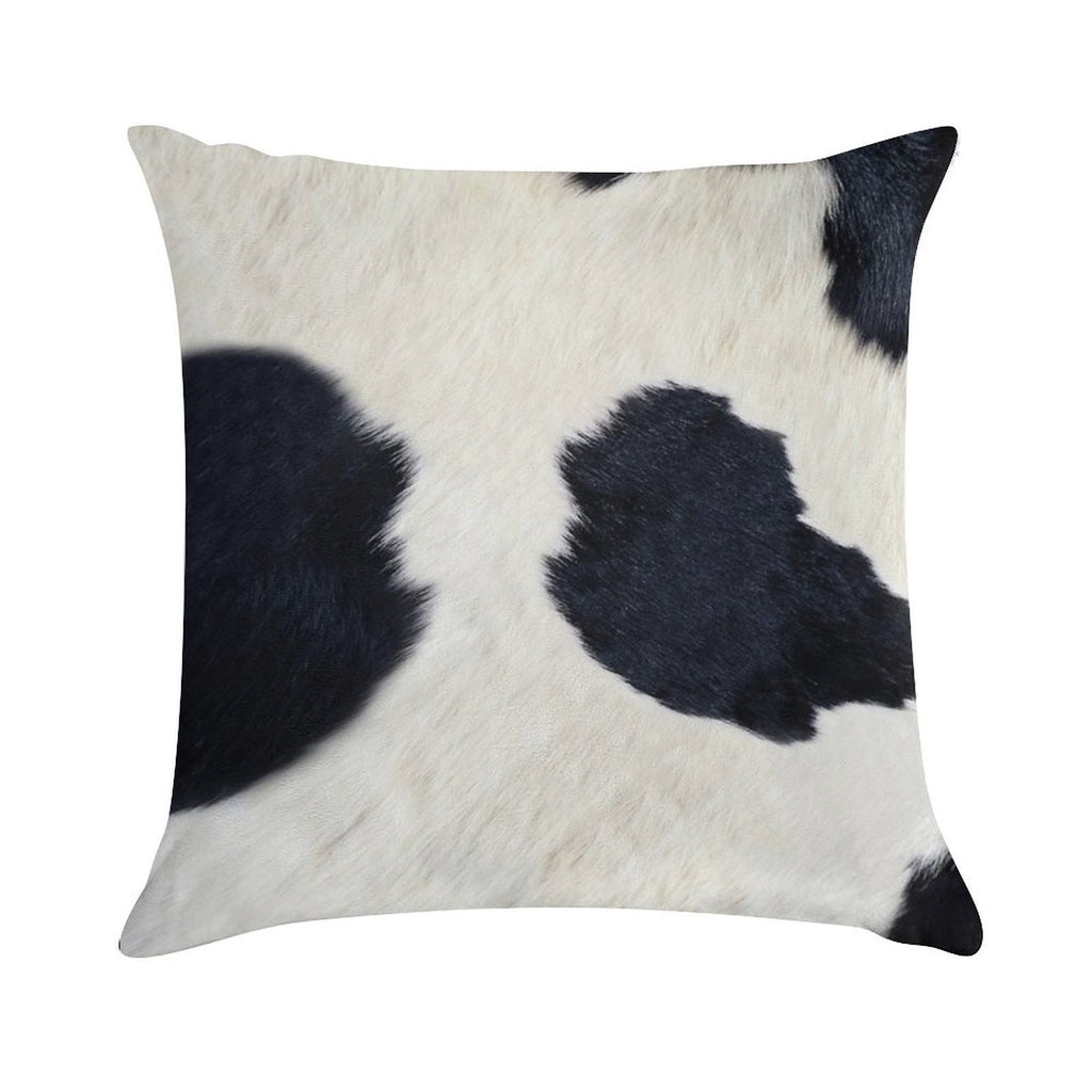 Black And White Cow Print Soft Hidden Zipper Throw Pillow