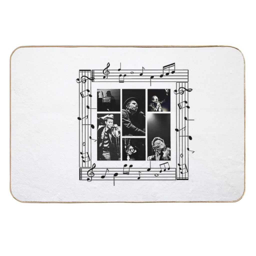 Tom Waits Photos Collage with Music Sheet  Anti-Trip Bath Mat