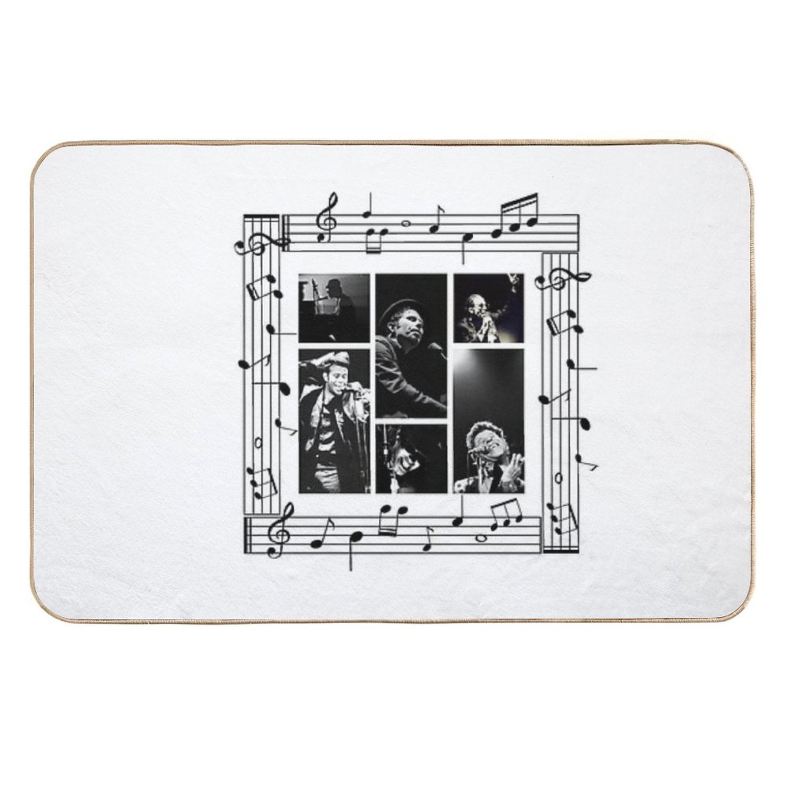 Tom Waits Photos Collage with Music Sheet  Anti-Trip Bath Mat