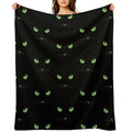 Black Cat - Green Eyes Lightweight Throw Blanket