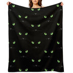 Black Cat - Green Eyes Lightweight Throw Blanket