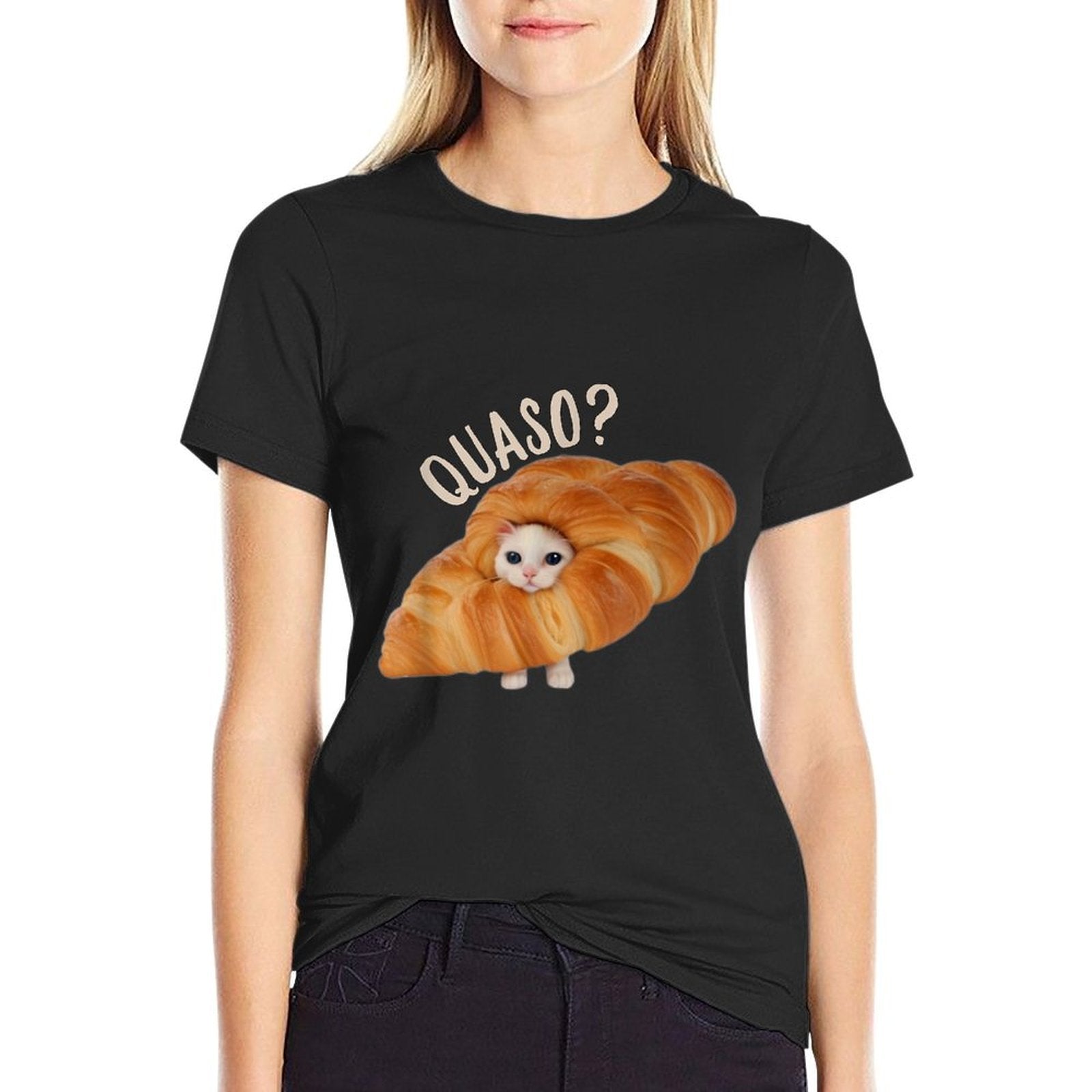 Croissant QuasoCat Meme for Women Vintage Croissant Cat Meme  Vintage-inspired T-Shirt