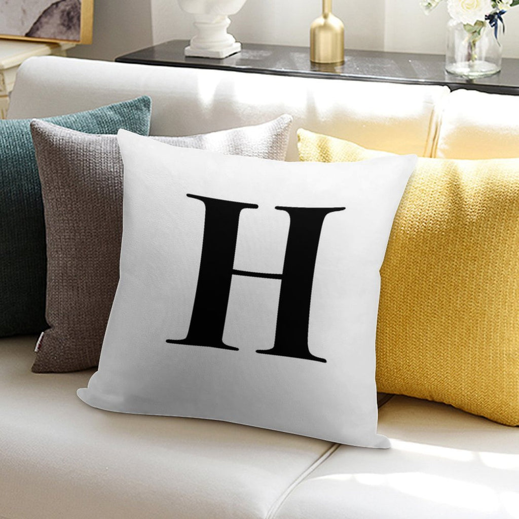 Letter H Monogram Initial Soft Durable Construction Throw Pillow