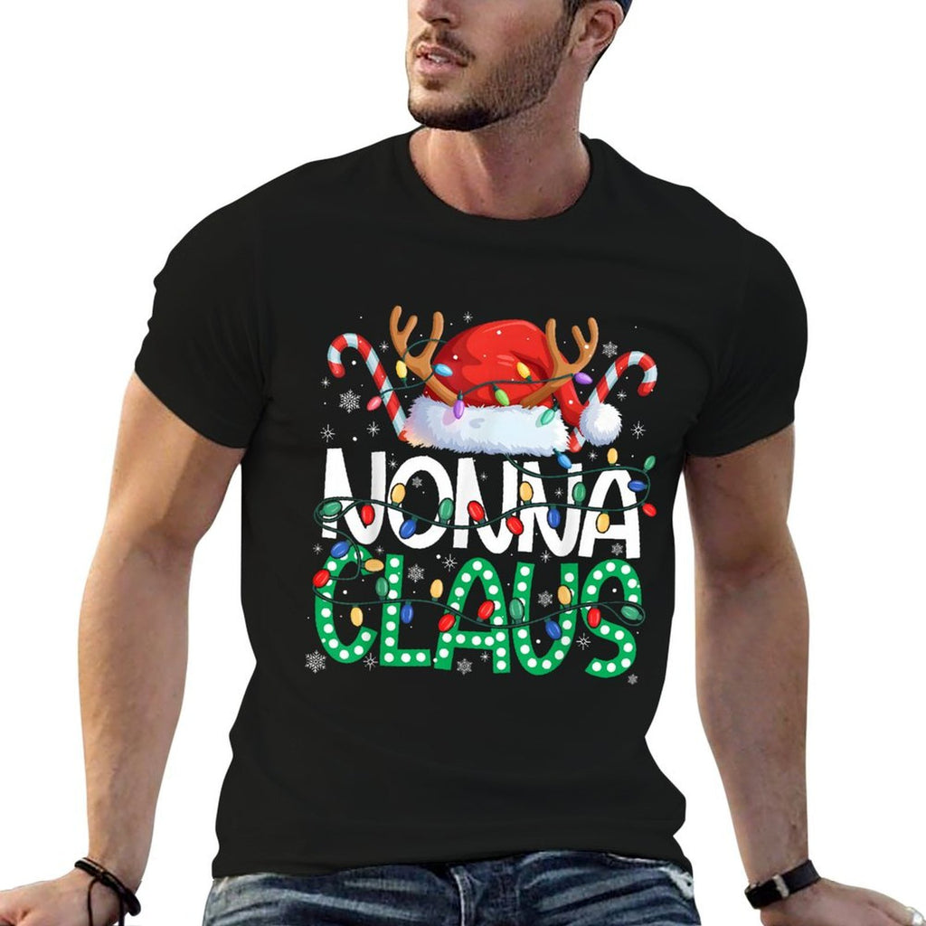 Nonna Claus Christmas Lights Pajama Family Matching Grandma  Quick-drying T-Shirt