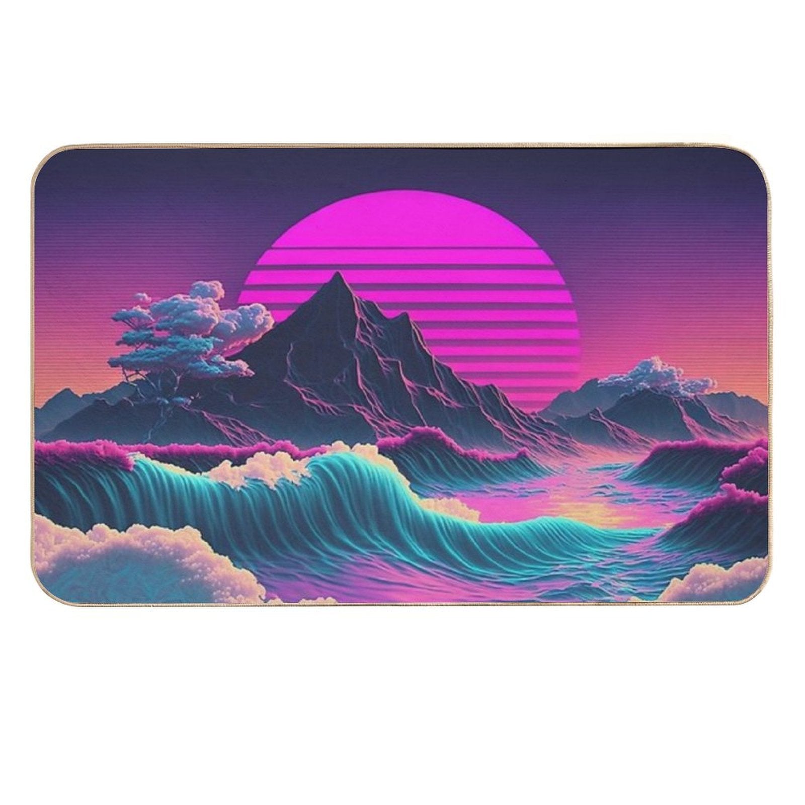 Coastal Cosmos A Vaporwave Sunset Overlooking The Ocean  Multi-Purpose Bath Mat
