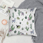 Cacti Llamas Soft Washable Throw Pillow