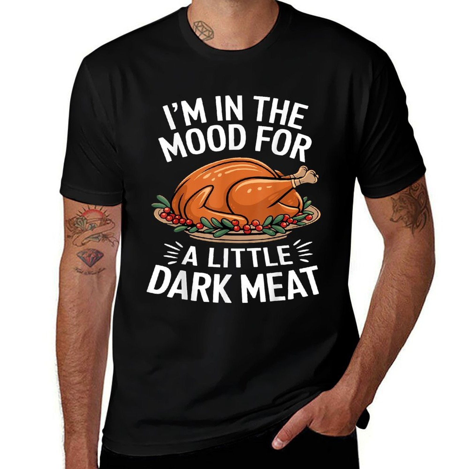 Thanksgiving Im In The Mood For Dark Meat Dirty Adult Humor  Heathered Texture T-Shirt