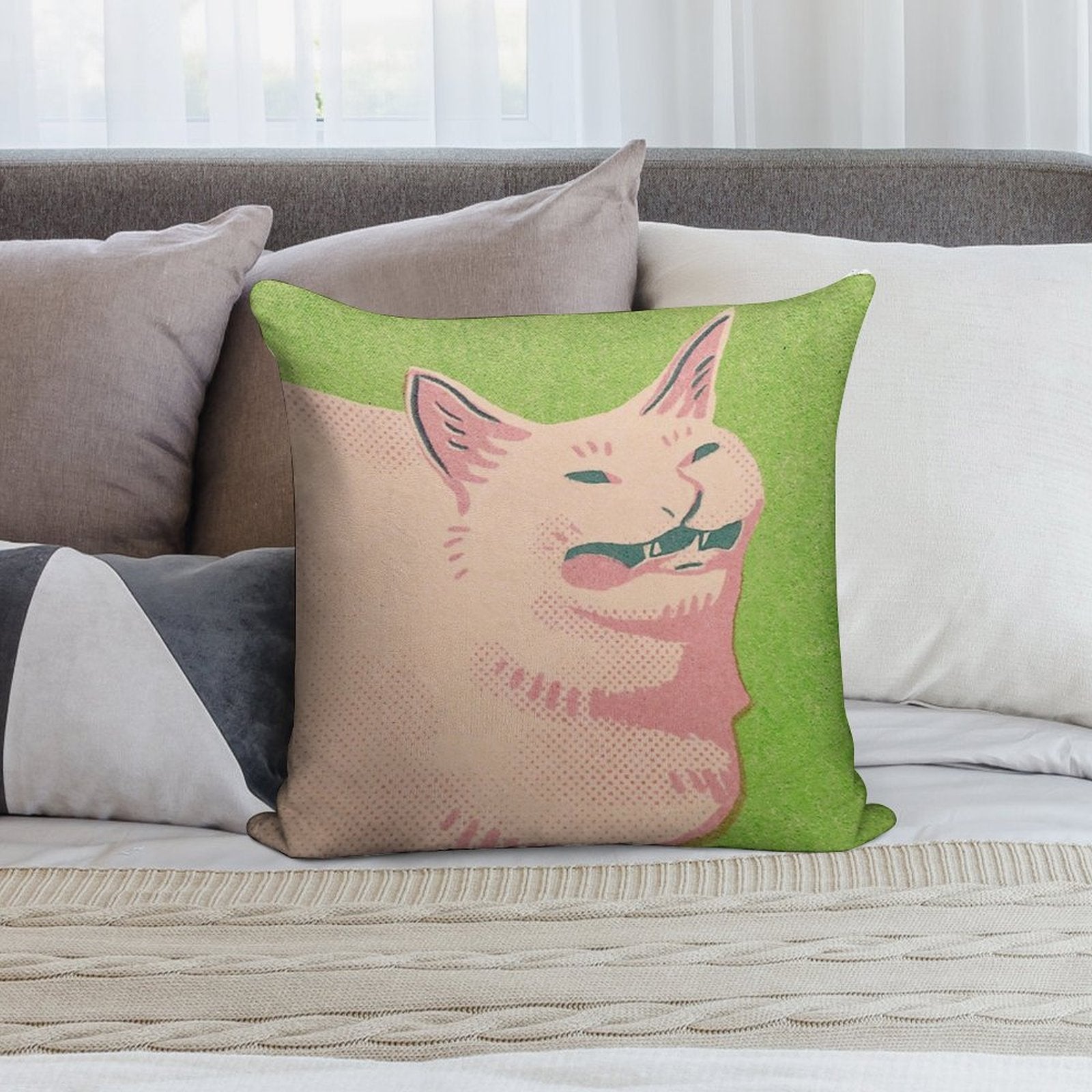 Sneeze Cat Soft Anti-Pilling Throw Pillow