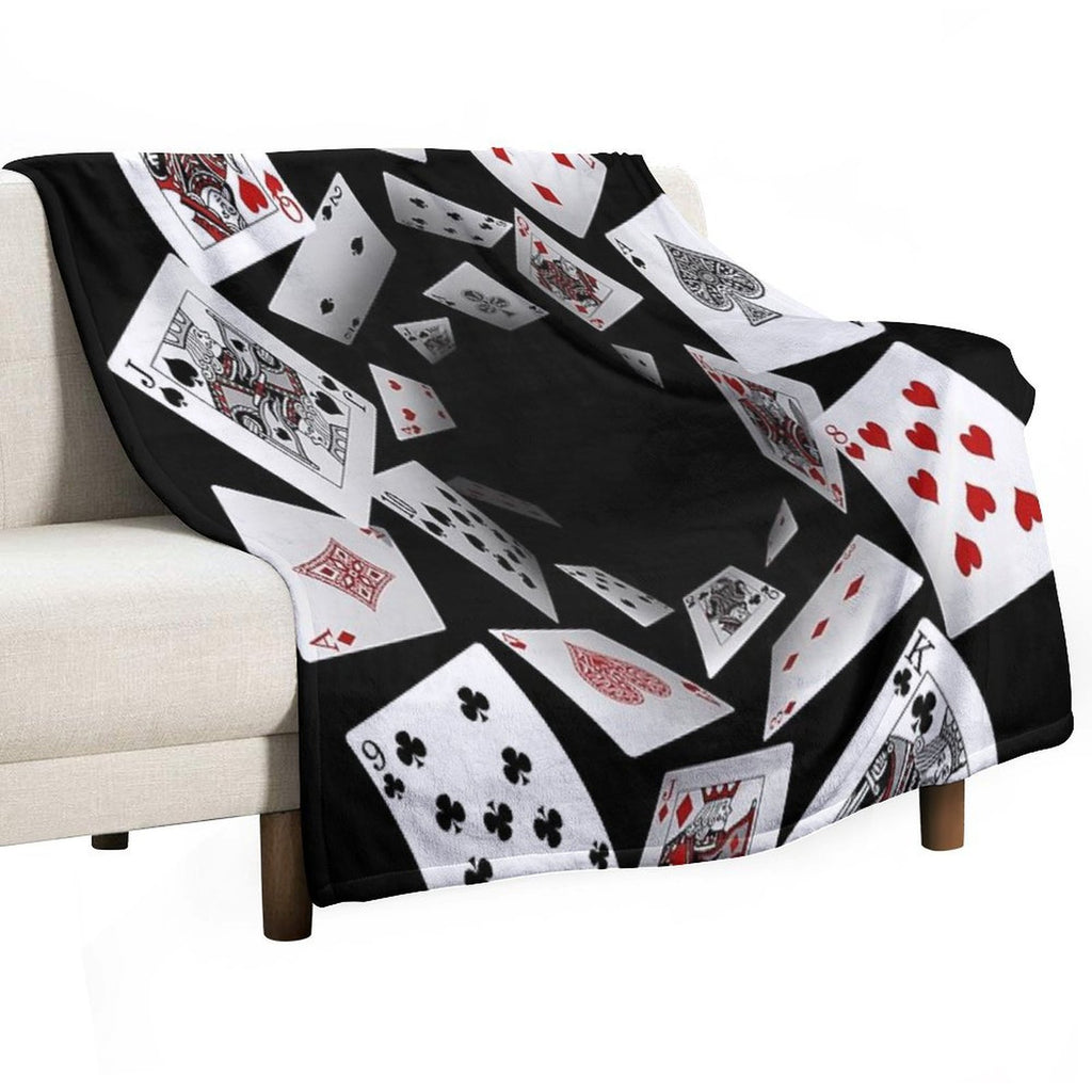 Falling Cards Wrinkle-free Throw Blanket