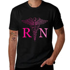 Registered Nurse Appreciation Pink RN Nursing Tie Dye Nurse  Rolled Sleeves T-Shirt