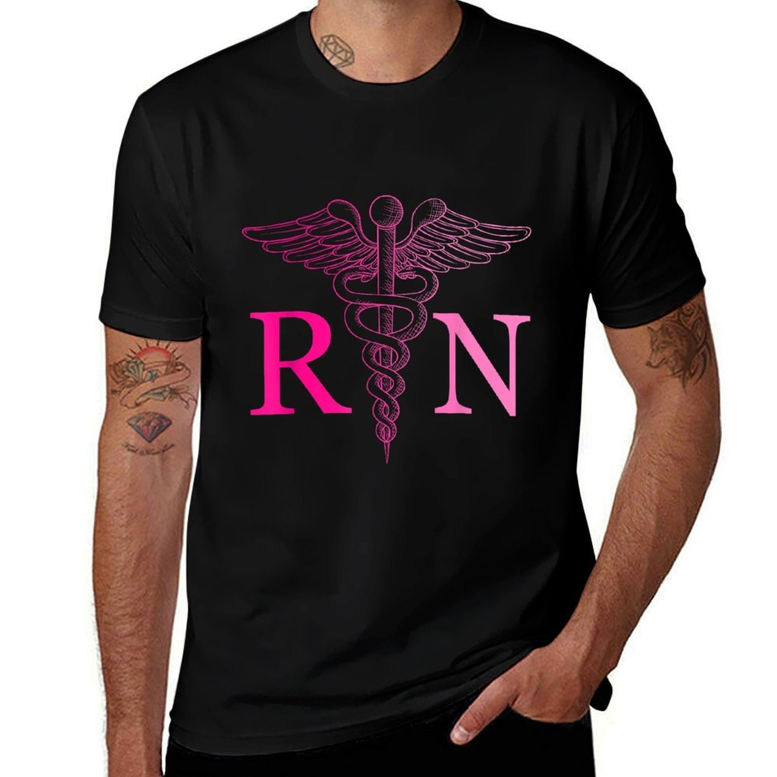Registered Nurse Appreciation Pink RN Nursing Tie Dye Nurse  Rolled Sleeves T-Shirt