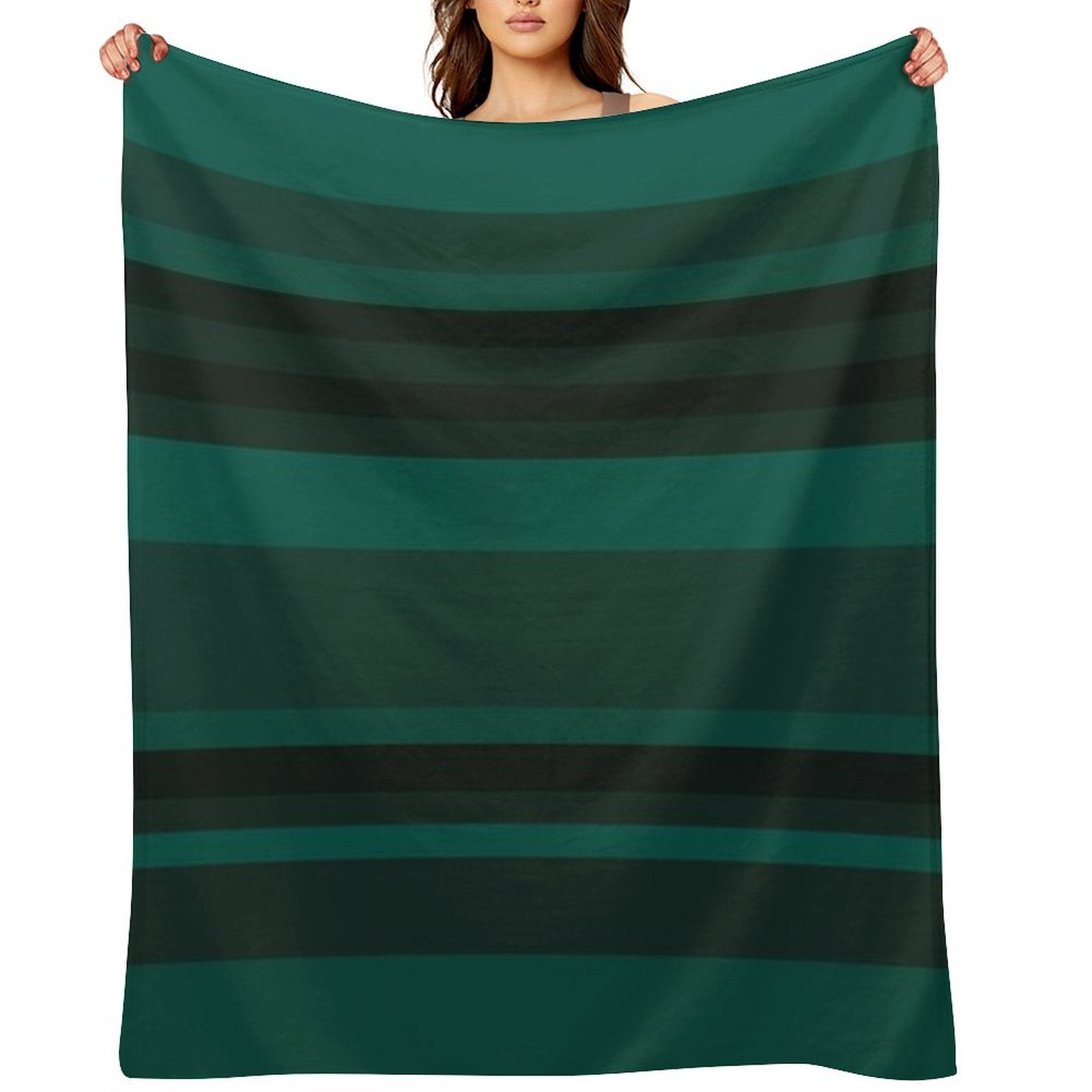 Glorious Green Stripes Lightweight Throw Blanket