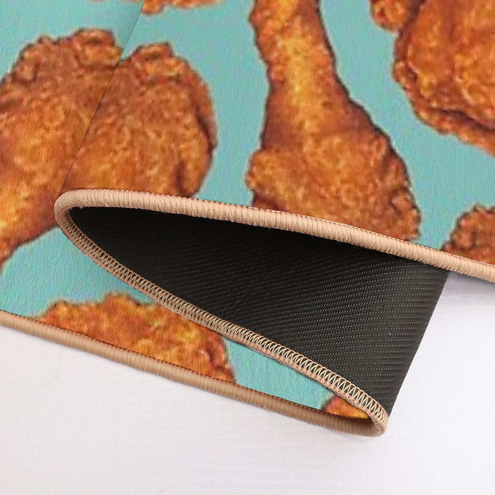 Fried Chicken Pattern - Blue Durable Bath Mat