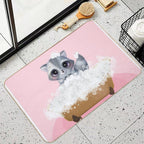 Cute Baby Raccoon in A Bathtub, Girls Bathroom Print, Baby Animals in Tub, Whimsy Animal, Kids Bathroom Art  Non-Slip Bath Mat