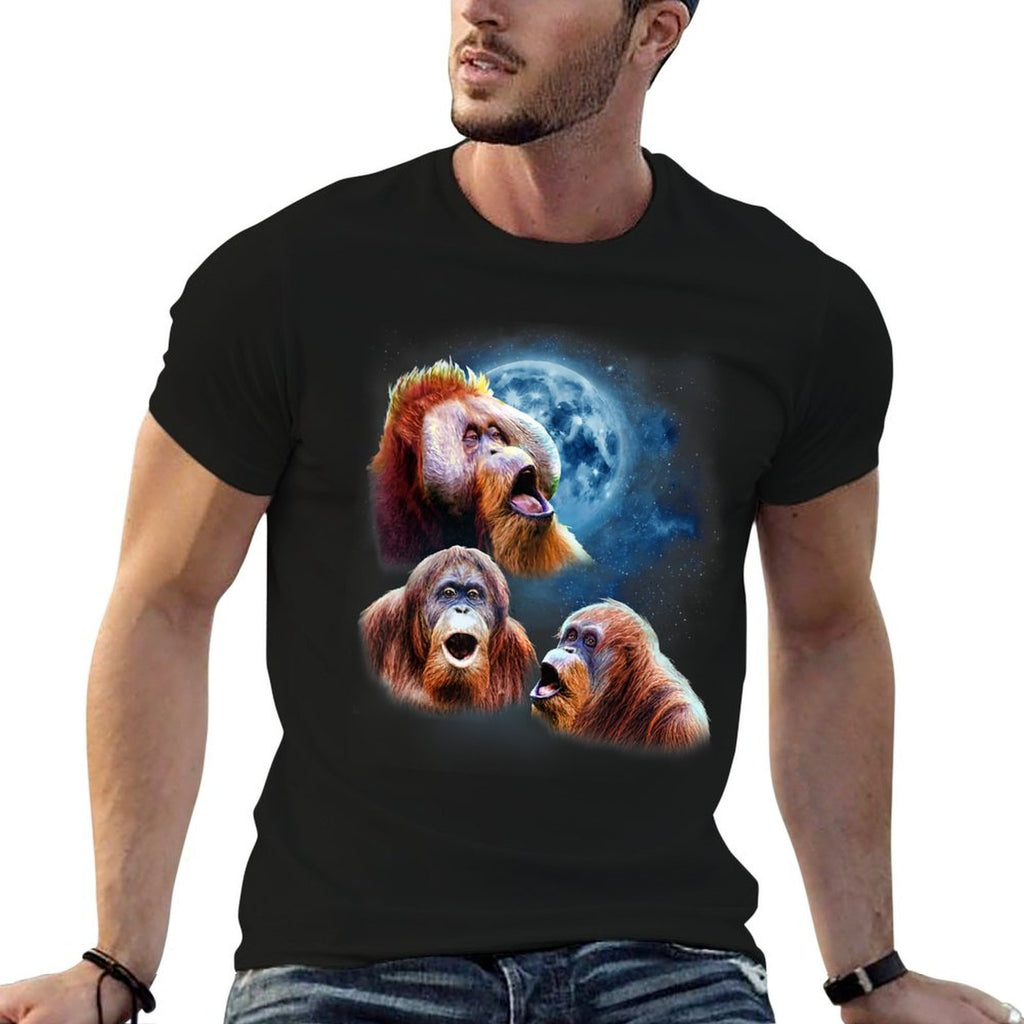 Funny Orangutan - Orangutans Howling at The Moon  Summer-ready Fabric T-Shirt
