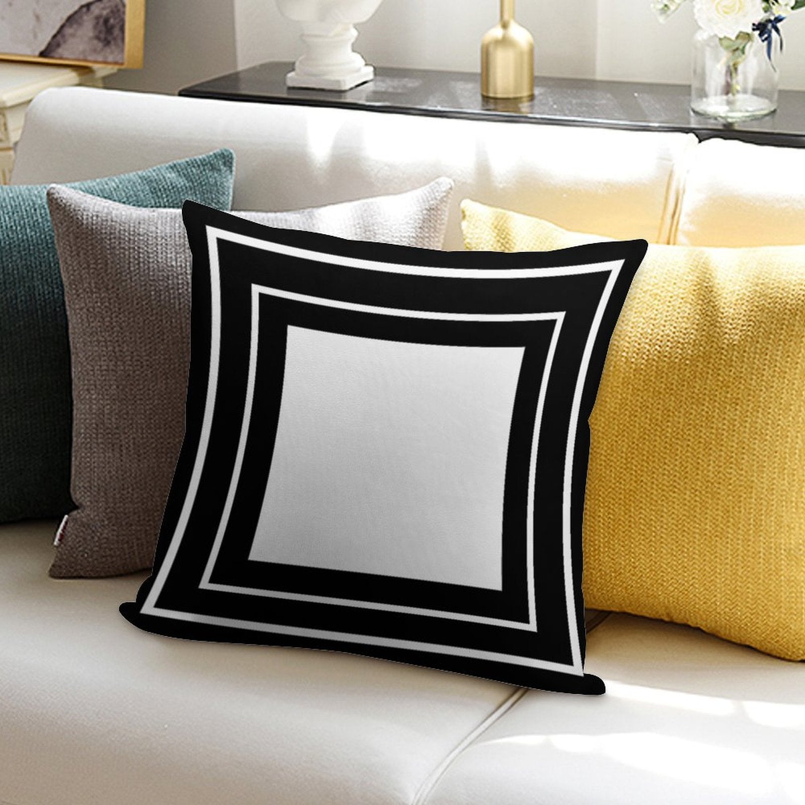 Black Velvet Soft Reinforced Edging Throw Pillow