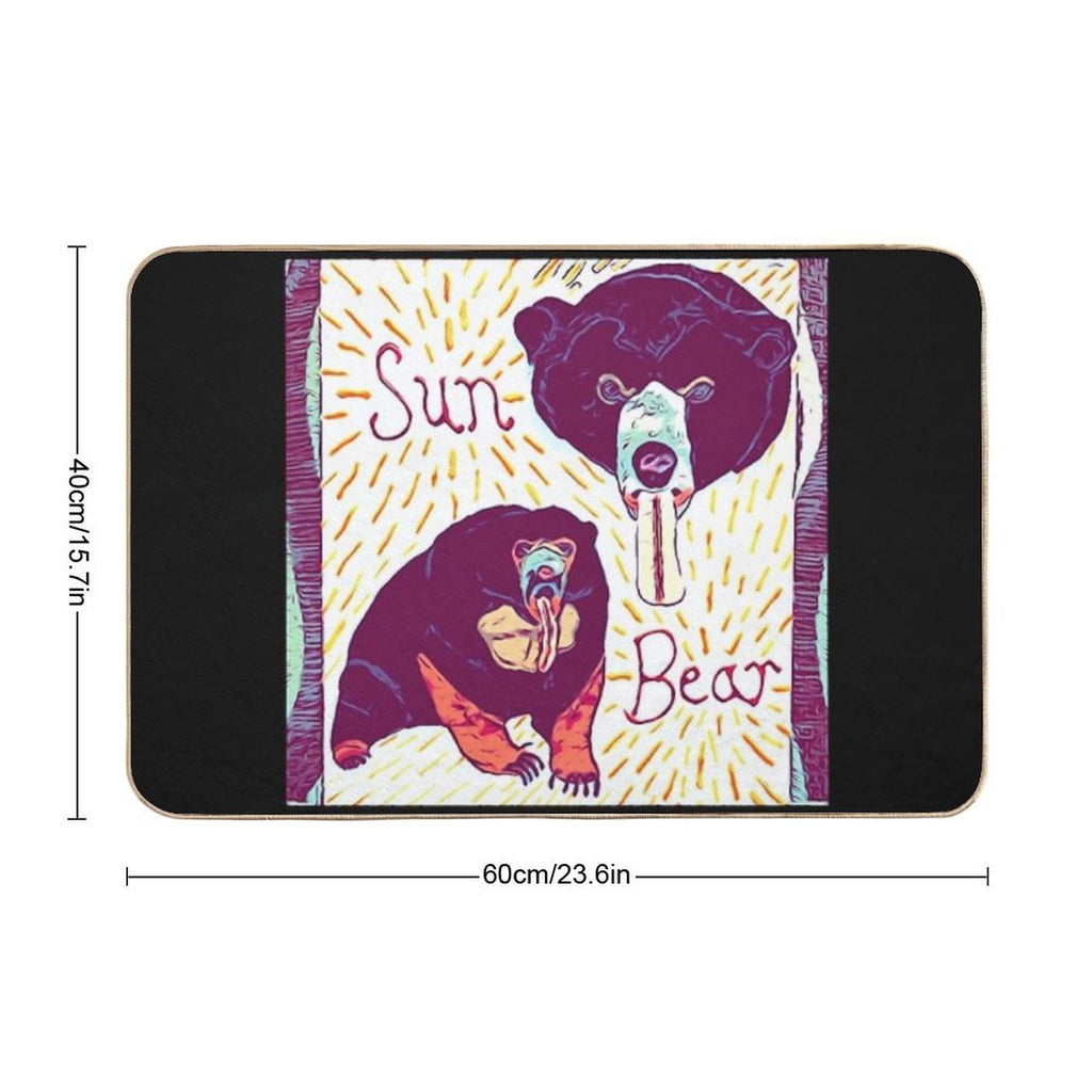 Black And Tan Sun Bear Felt Work  Pet-Safe Bath Mat