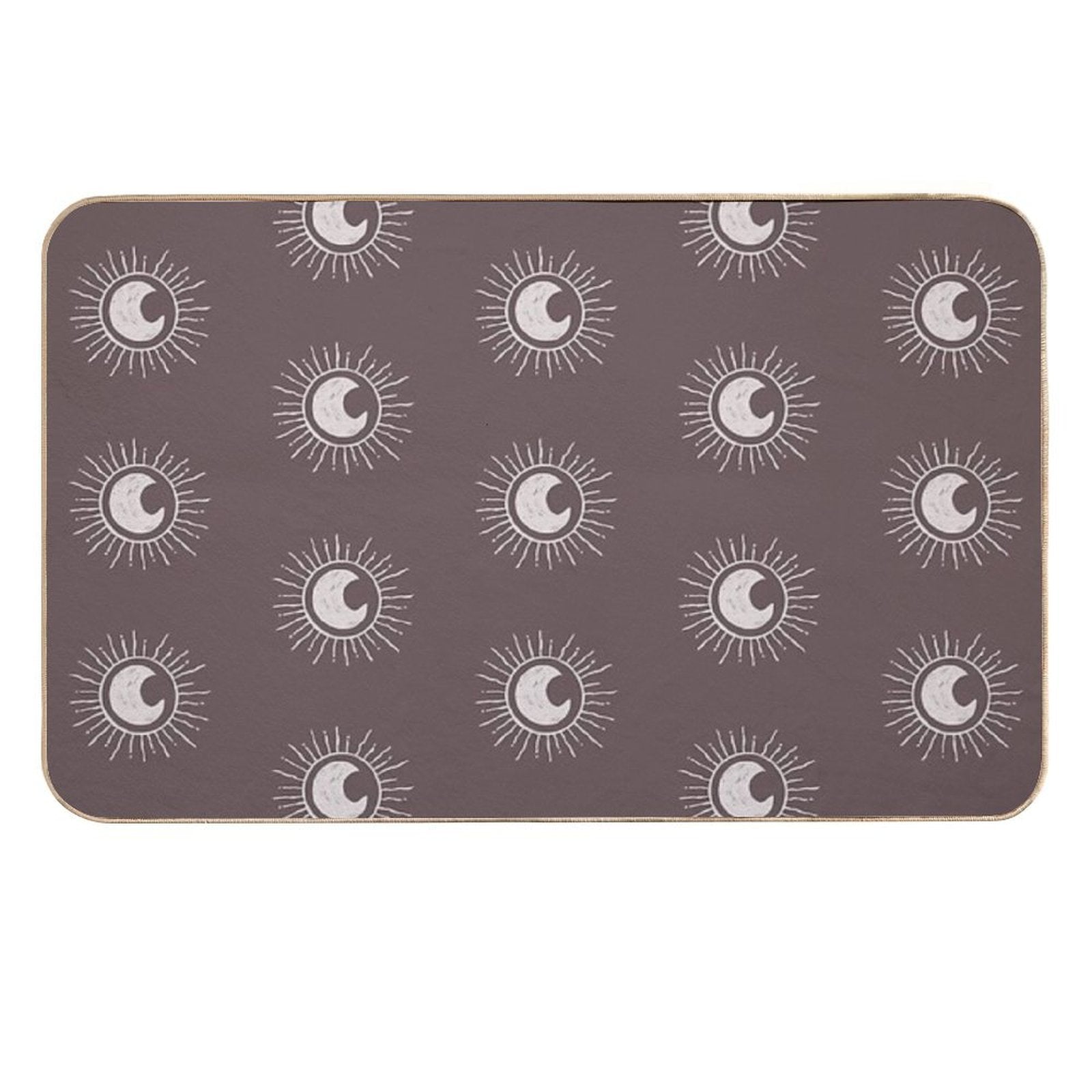 Boho Sun And Moon Pattern Bohemian Aesthetic In Muted Colors Walnut Brown  High-Traffic Bath Mat