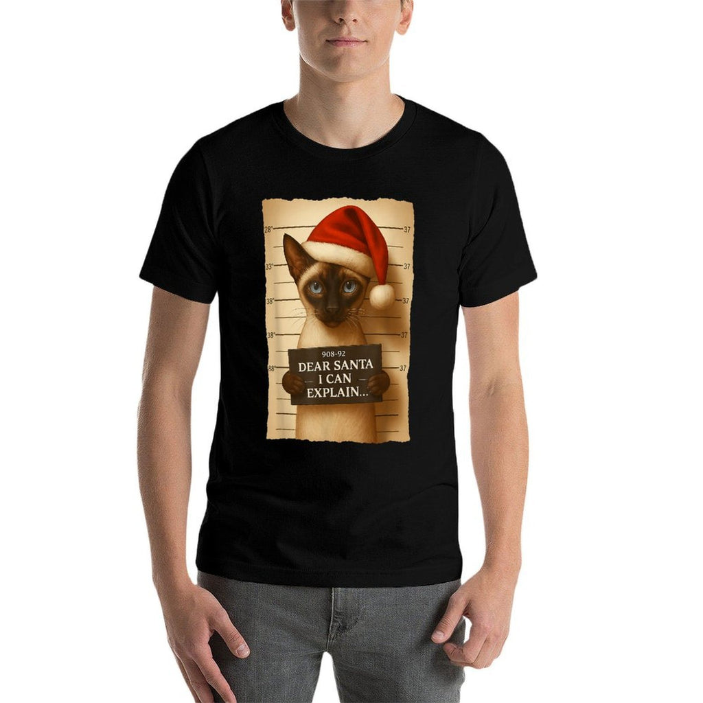 Funny Christmas Cat- Cute Siamese Santa Hat  Versatile T-Shirt