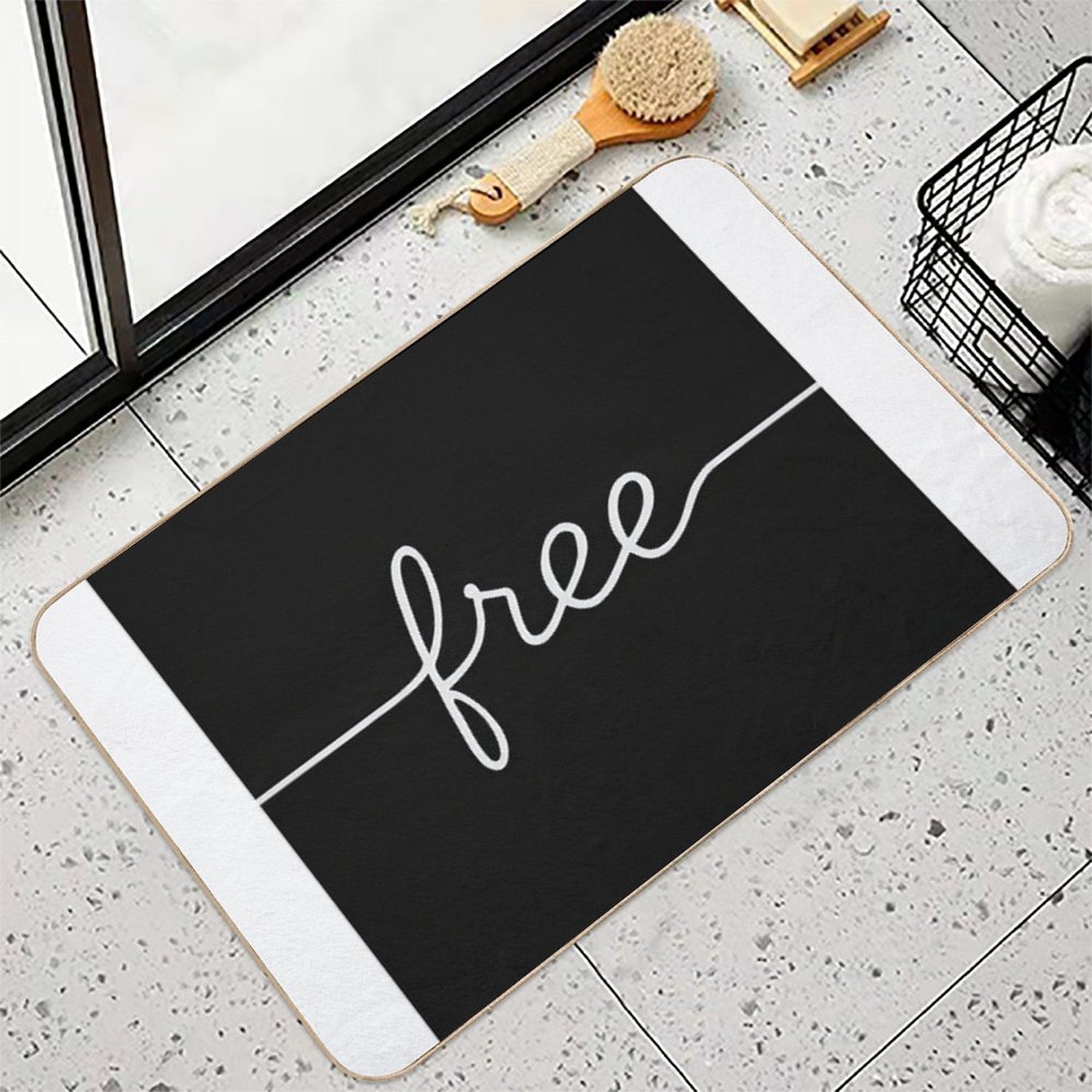 Line Shaped Into The Word Free  Absorbent Bath Mat