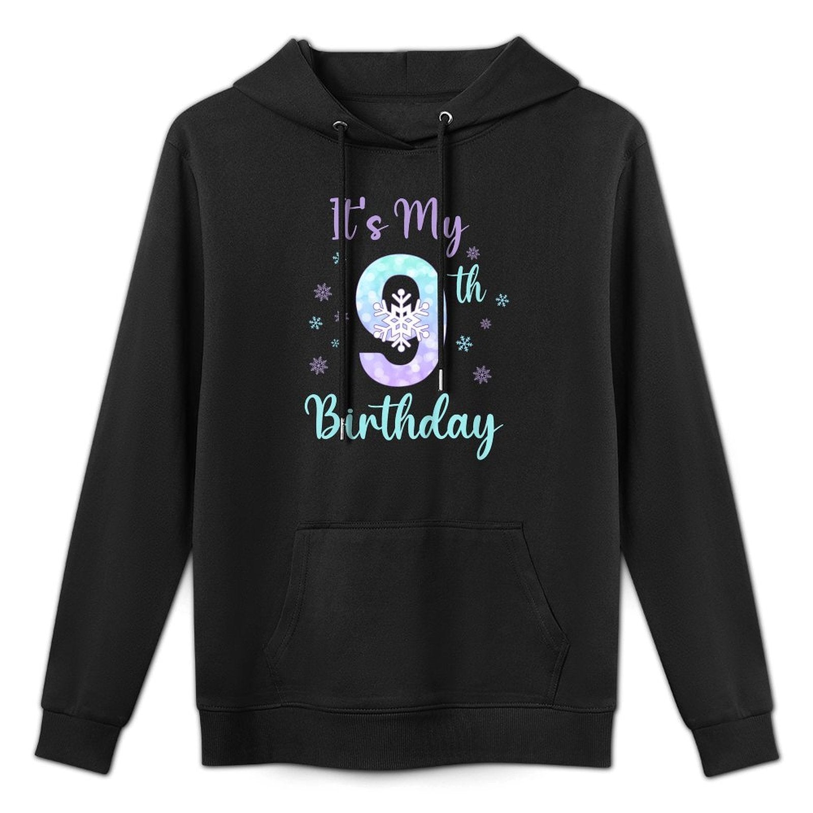 Kids It's My 9th Birthday Snowflake Winter Nine Years Old Durable Construction Hoodie