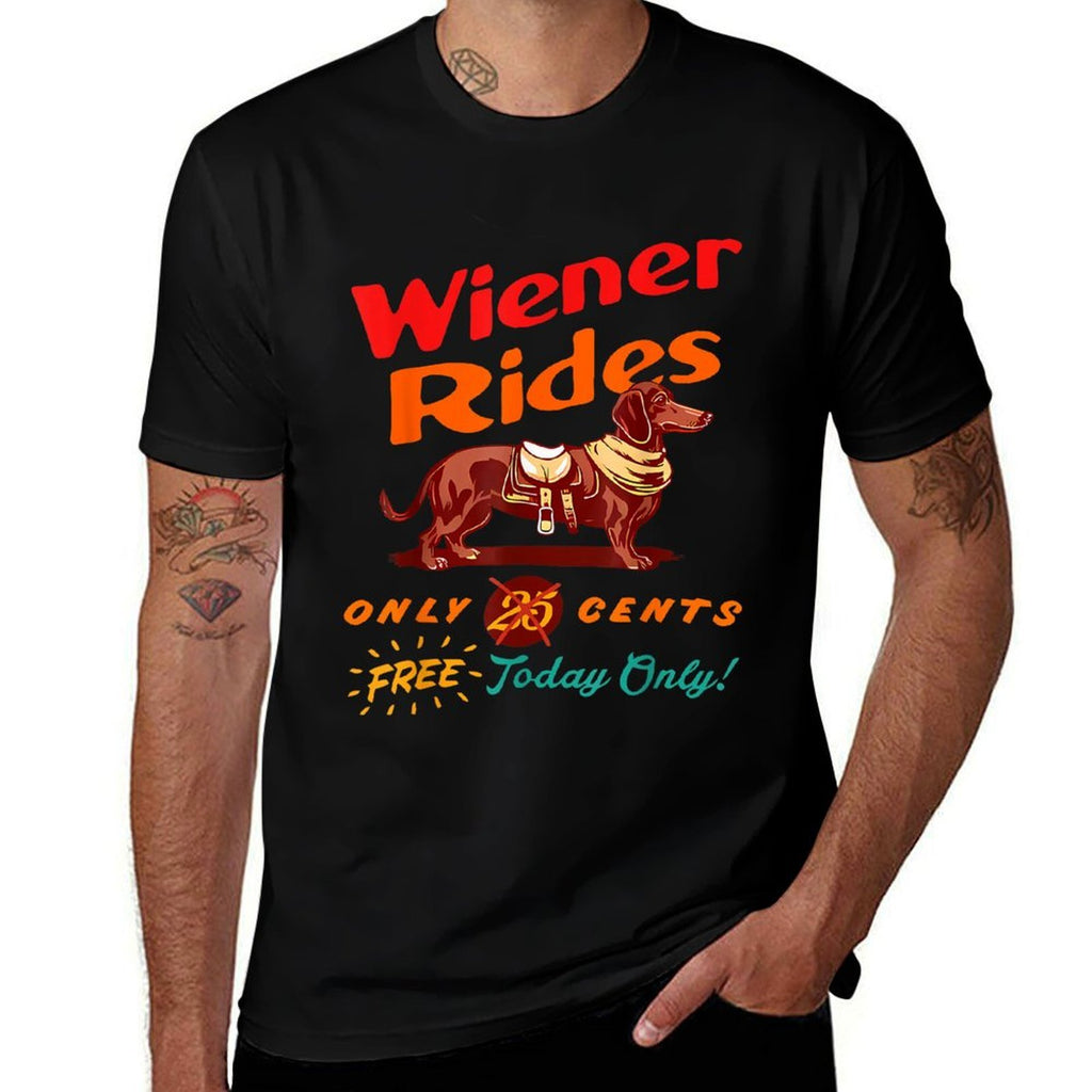 Wiener Rides Only 25 Cents Free-Today Only Vintage Design  Graphic-printed T-Shirt