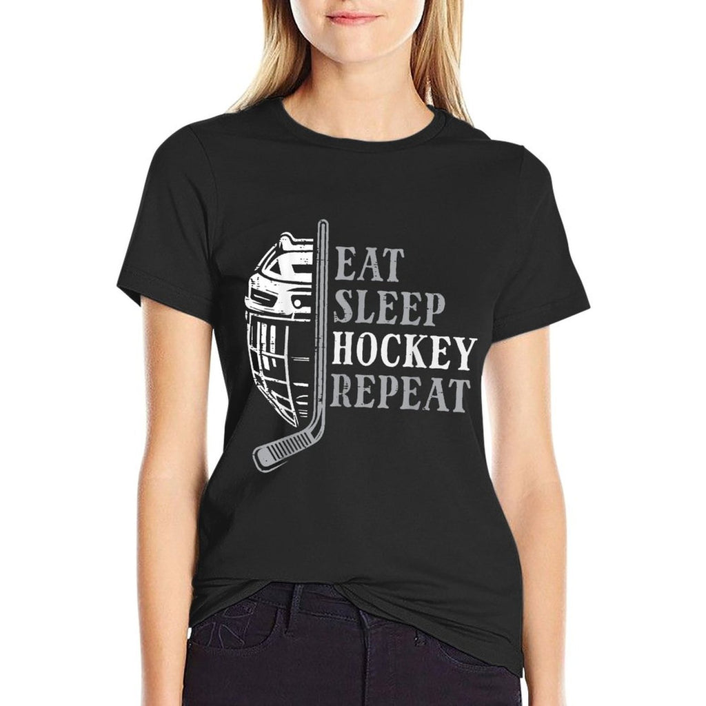 Eat Sleep Ice Hockey Repeat Funny Sport Player Men Boys Kids  Graphic-printed T-Shirt