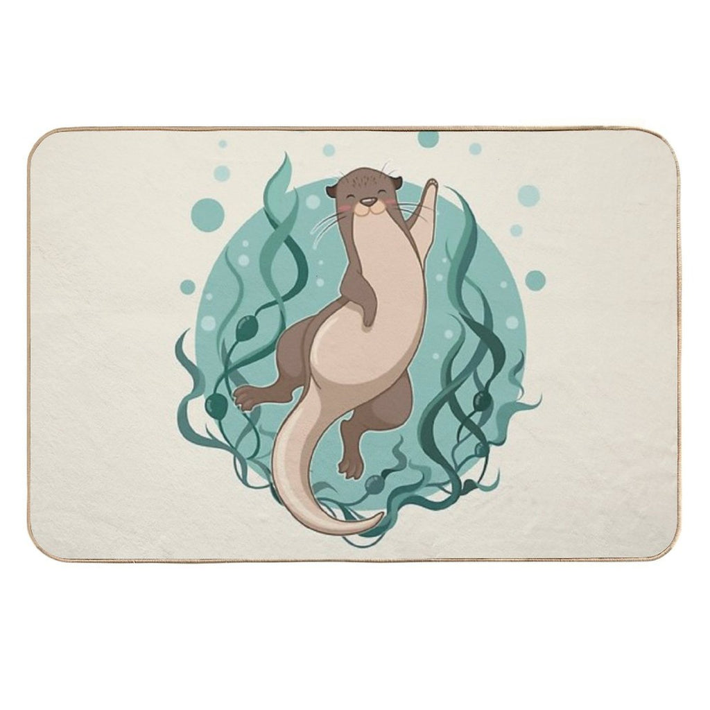 Otter Waving  Versatile Bath Mat