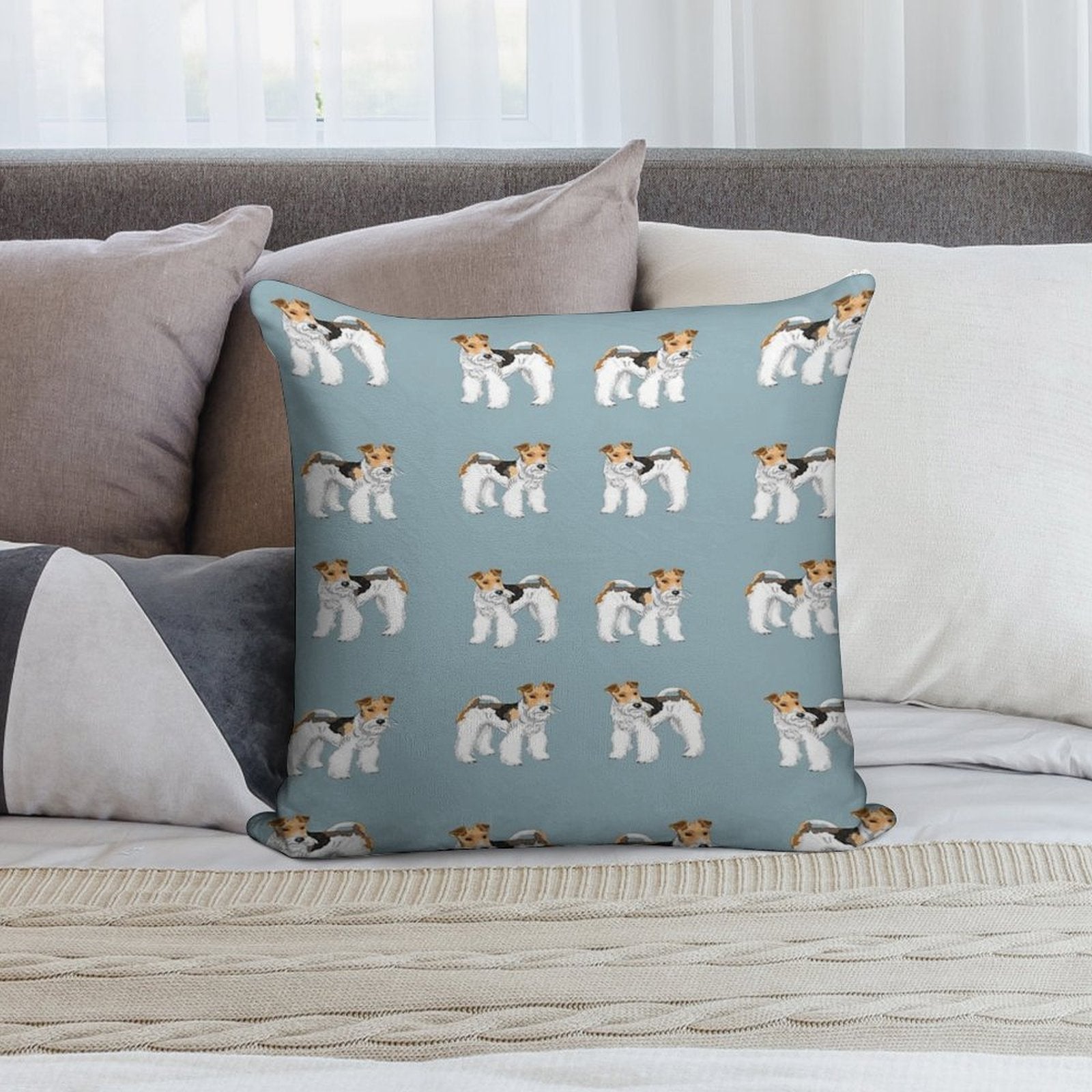 Retro Wire Haired Fox Terrier Design Soft Shrink-Resistant Throw Pillow