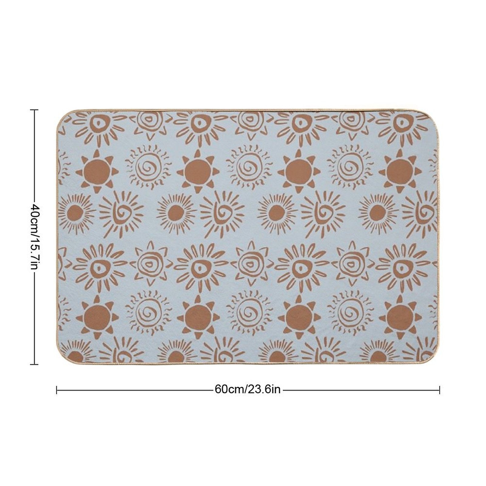 Magical Sun Bohemian Dreamy Aesthetic In Muted Colors Gray Blue & Brown  Pet-Safe Bath Mat