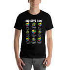 God Says I Am - Autism Awareness Christian Bible Verse  Tagless Design T-Shirt