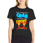 Youre Telling Me A Crab Ran With These Goons Funny Crab  Heathered Texture T-Shirt