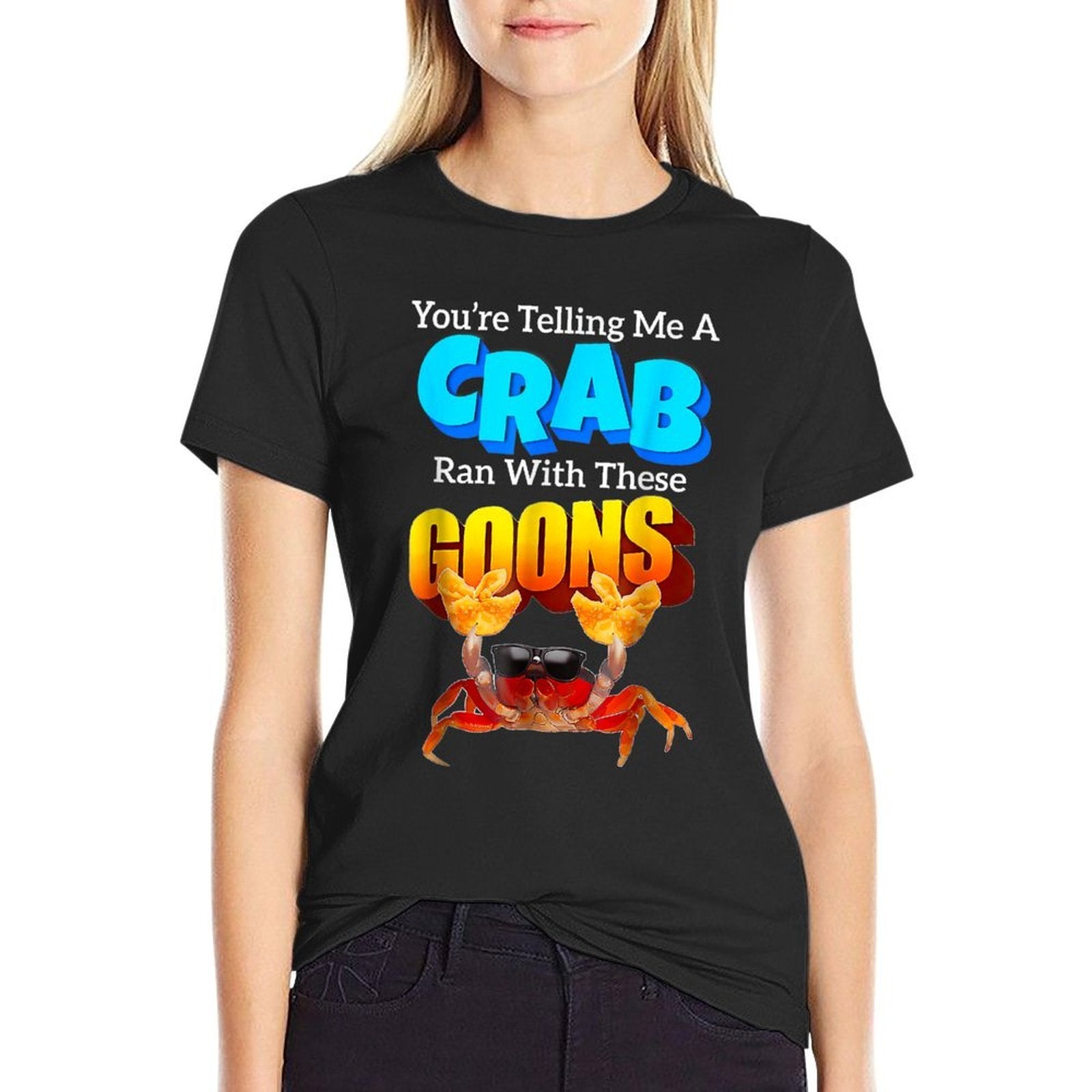 Youre Telling Me A Crab Ran With These Goons Funny Crab  Heathered Texture T-Shirt