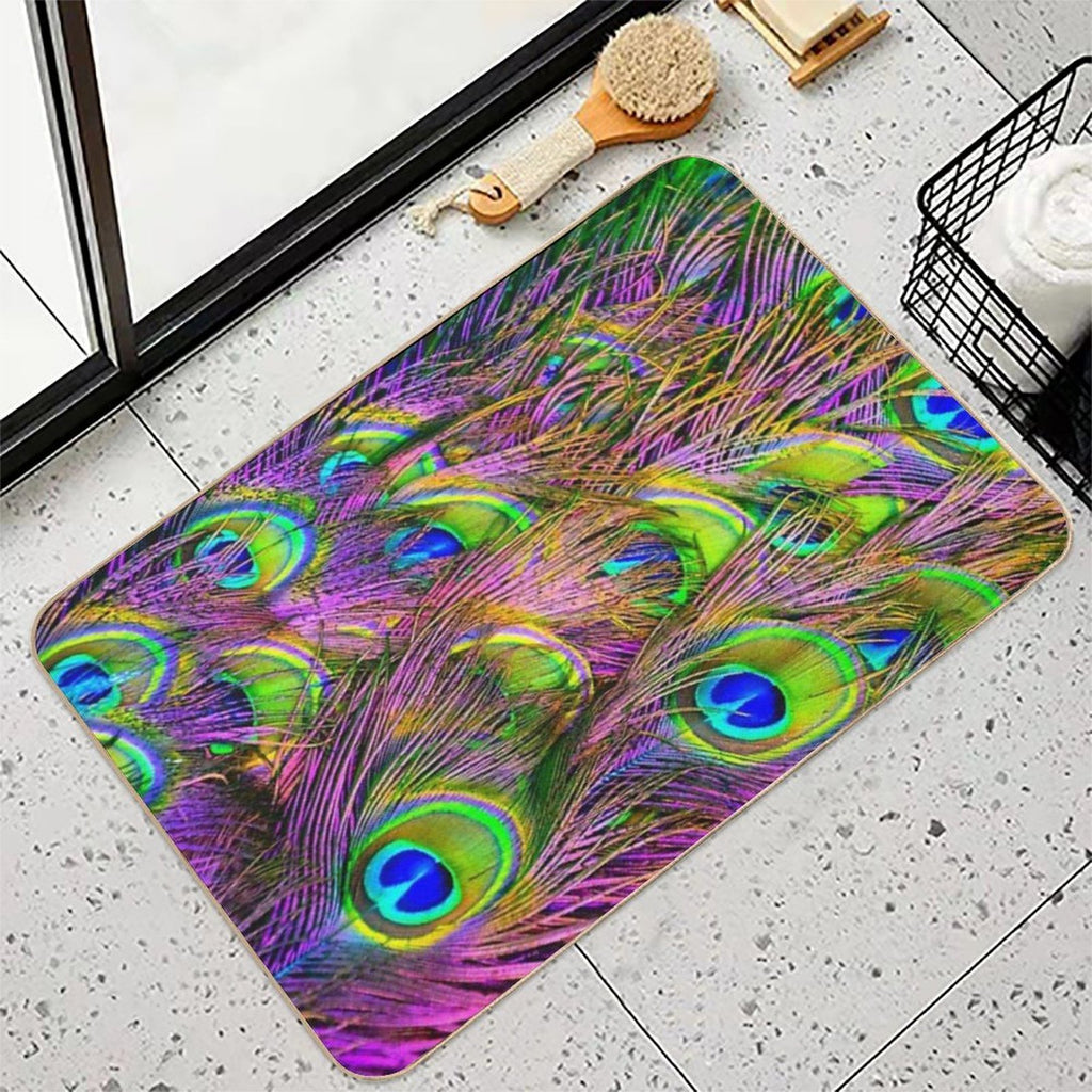 Beautiful Vivid Peacock Feathers  High-Traffic Bath Mat