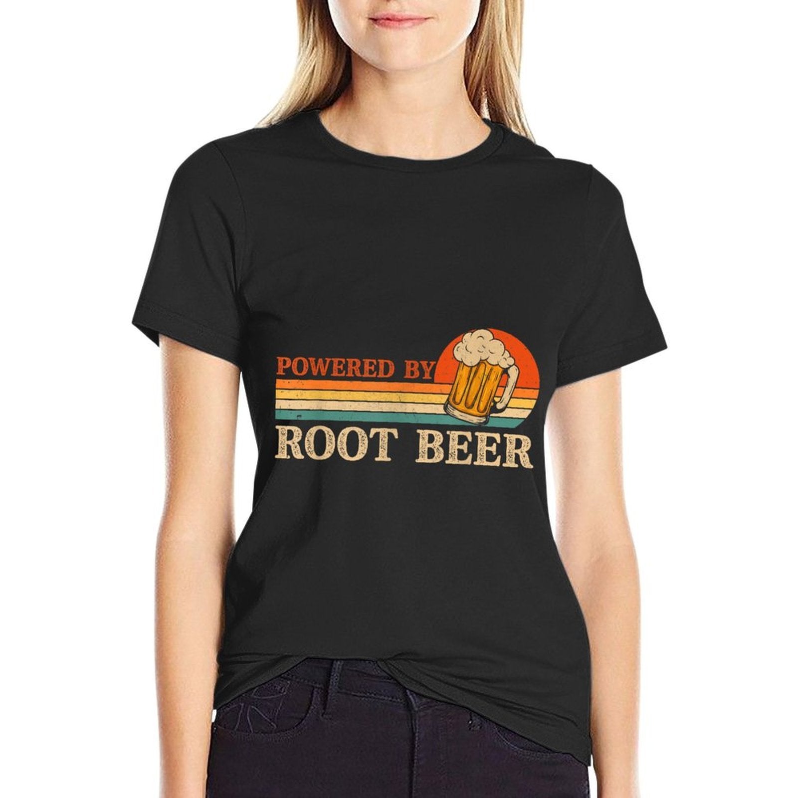 Vintage Powered By Root Beer Funny Drinking  Odor-resistant T-Shirt