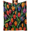 Vibrant Floral on Dark Backgound 1 Multi-functional Throw Blanket