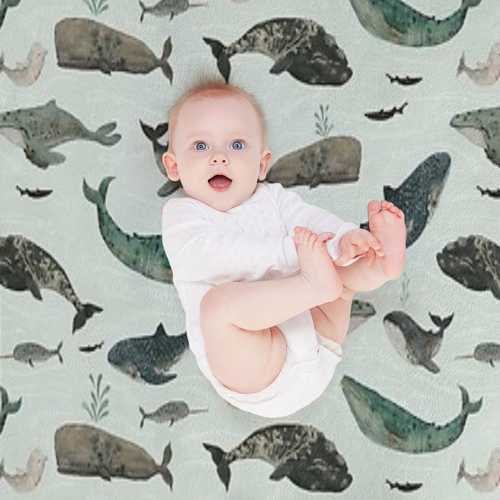 Tattooed Whales Wrinkle-free Throw Blanket