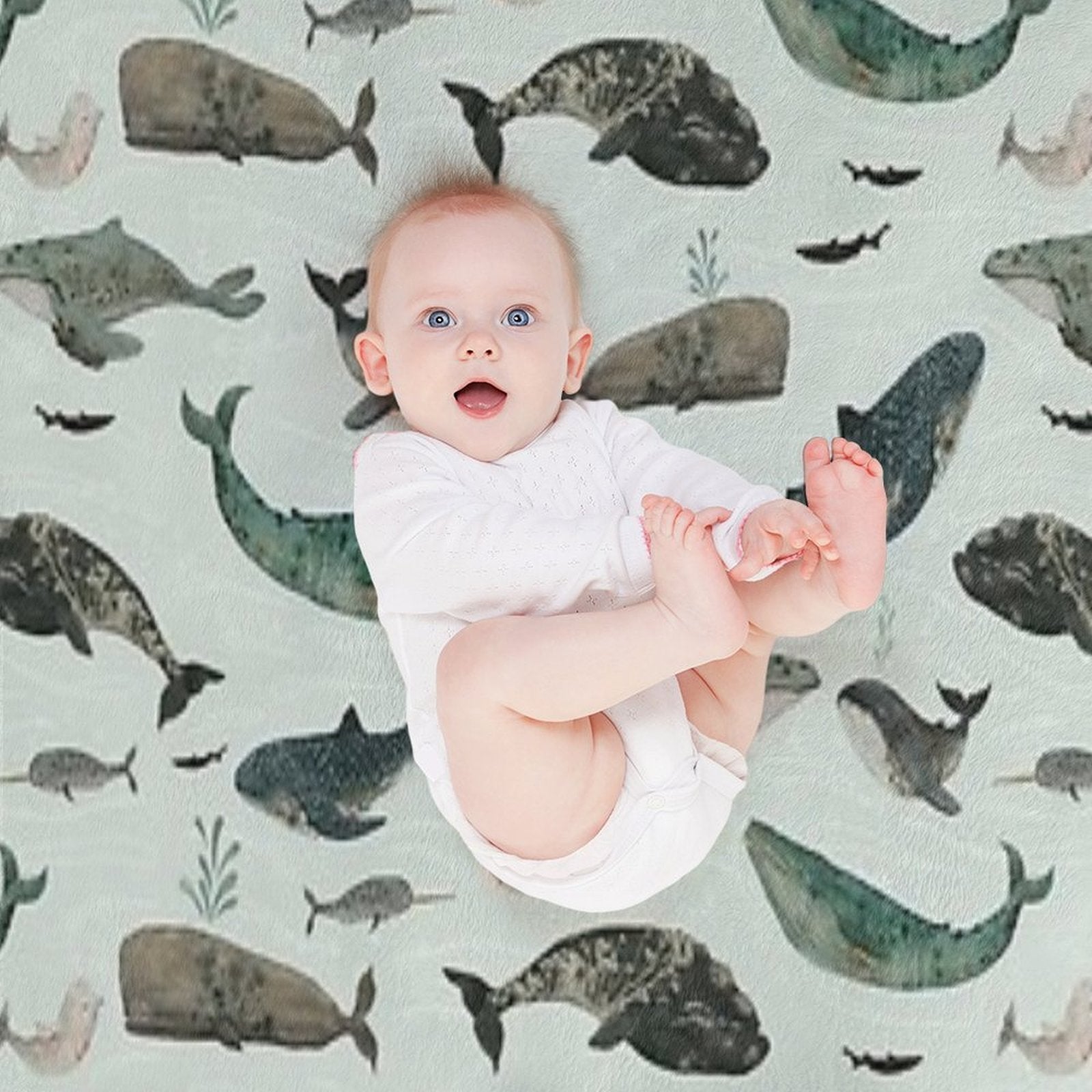 Tattooed Whales Wrinkle-free Throw Blanket