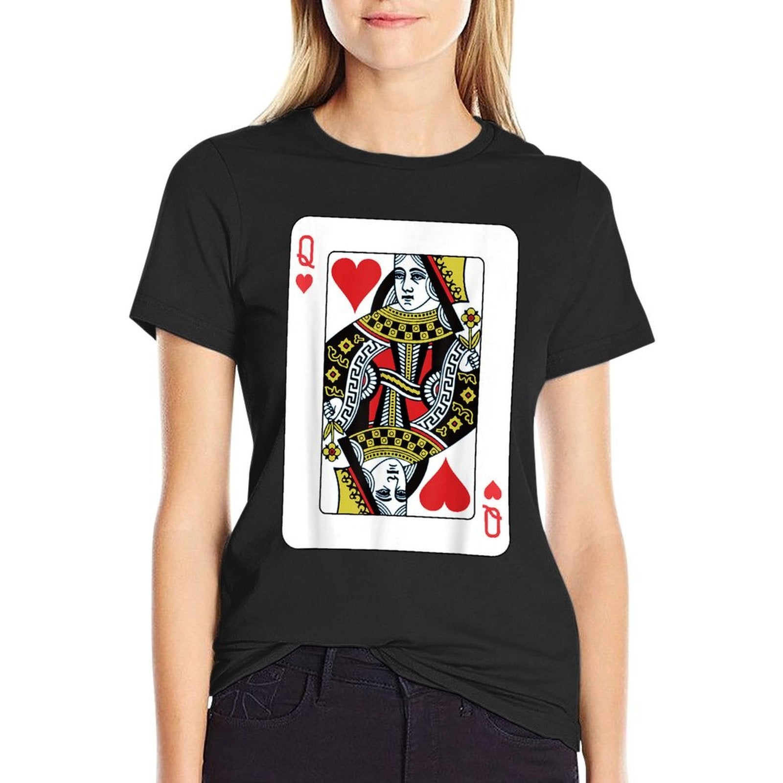 Queen of The Hearts Playing Card Poker  Lightweight T-Shirt