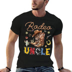 Rodeo Uncle Western Cowboy Birthday Matching Family  Oversized Silhouette T-Shirt
