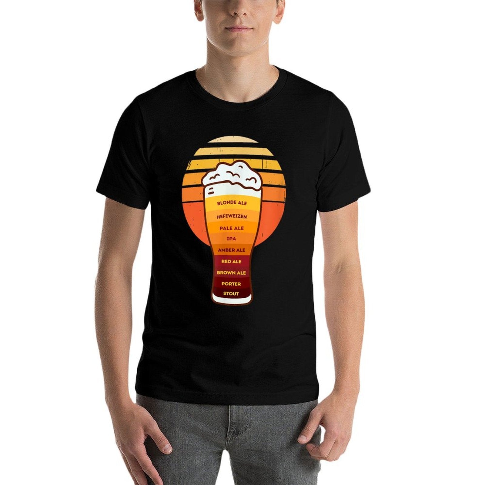 Beer Diversity in A Beer Glass with Foam - Retro Beer Types  Oversized Silhouette T-Shirt