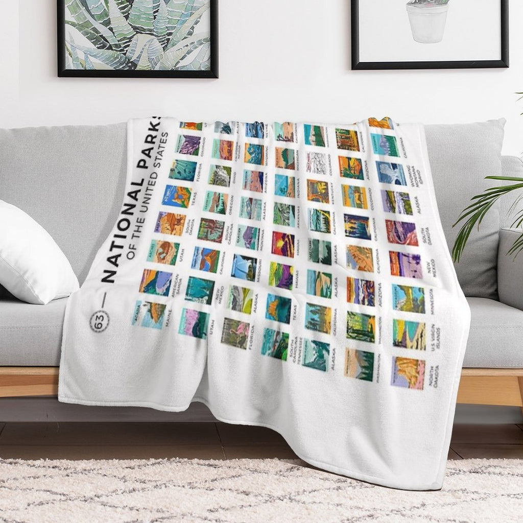 National Parks Of The United States Poster List Machine-washable Throw Blanket
