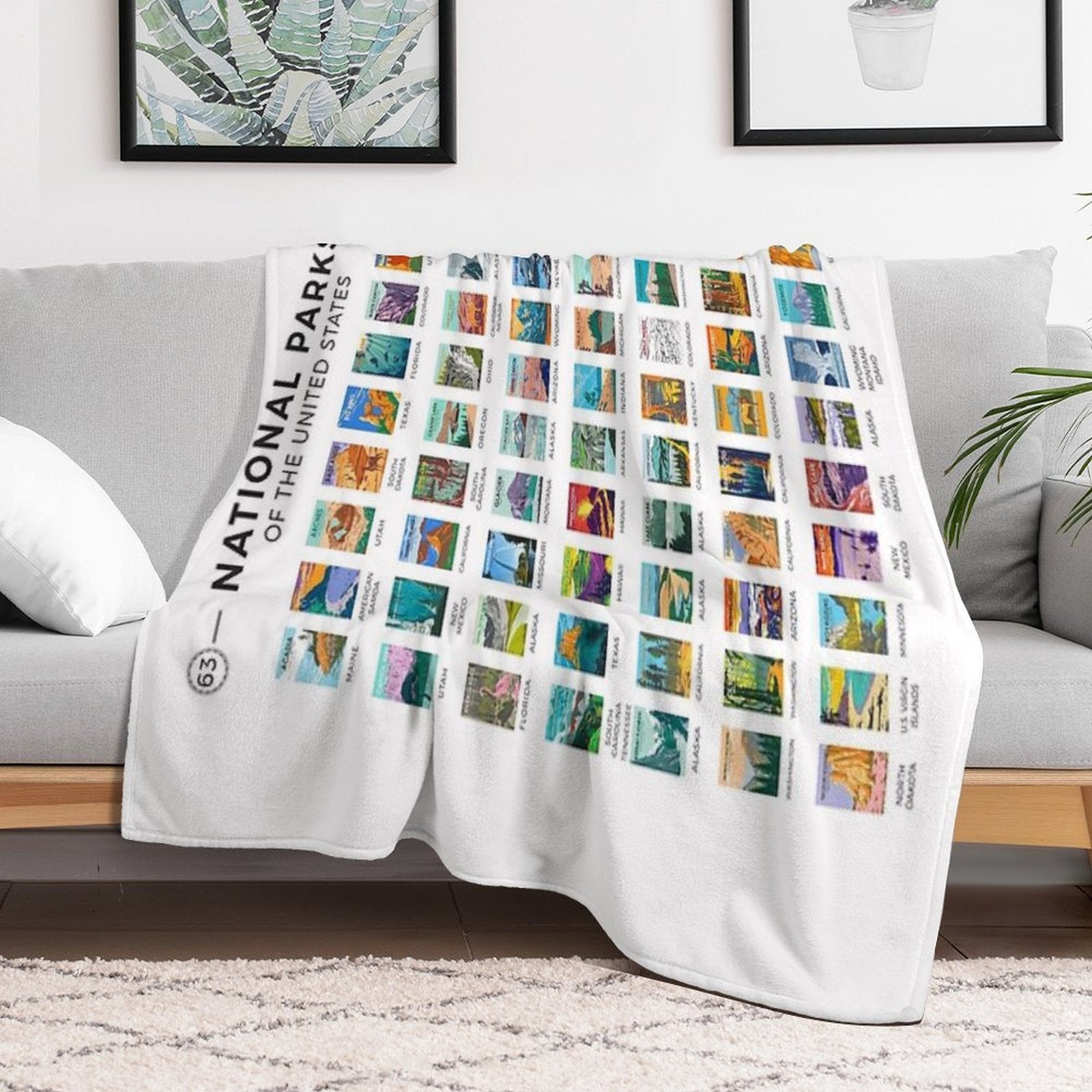 National Parks Of The United States Poster List Machine-washable Throw Blanket