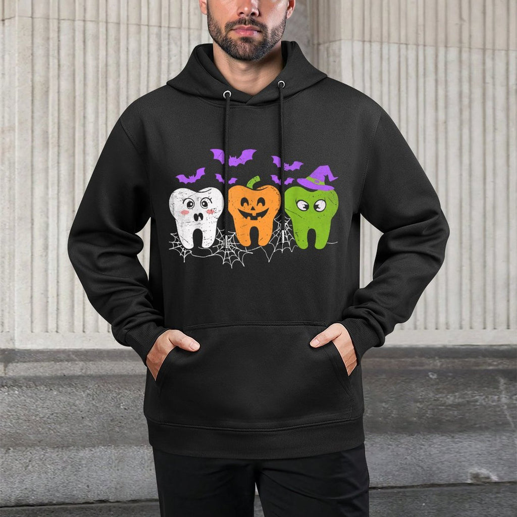Teeth Ghost Pumpkin Witch Cute Dental Halloween Dentist Adjustable Hood Hoodie